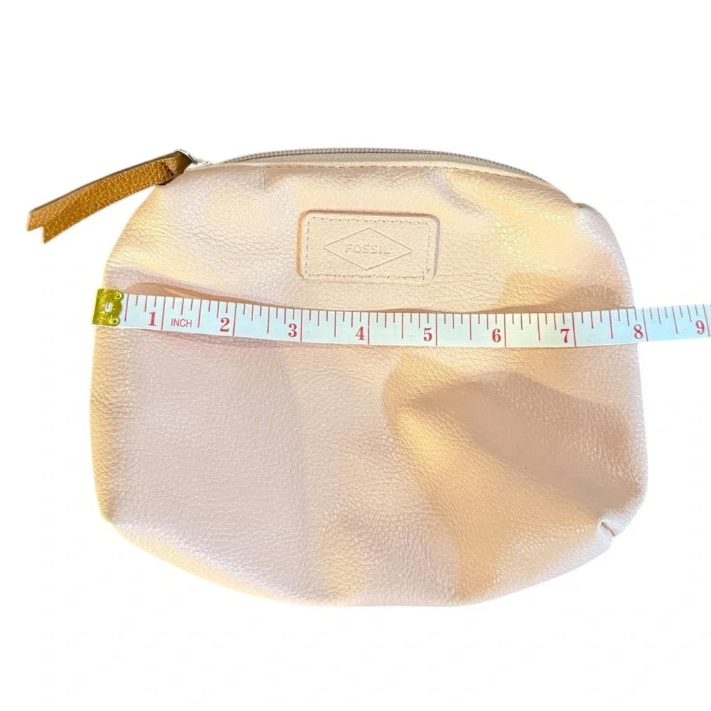 Fossil Pink Cosmetic Bag with Dome Shape and Zipper Closure